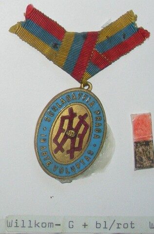 Willkom, Gold + blau/rot